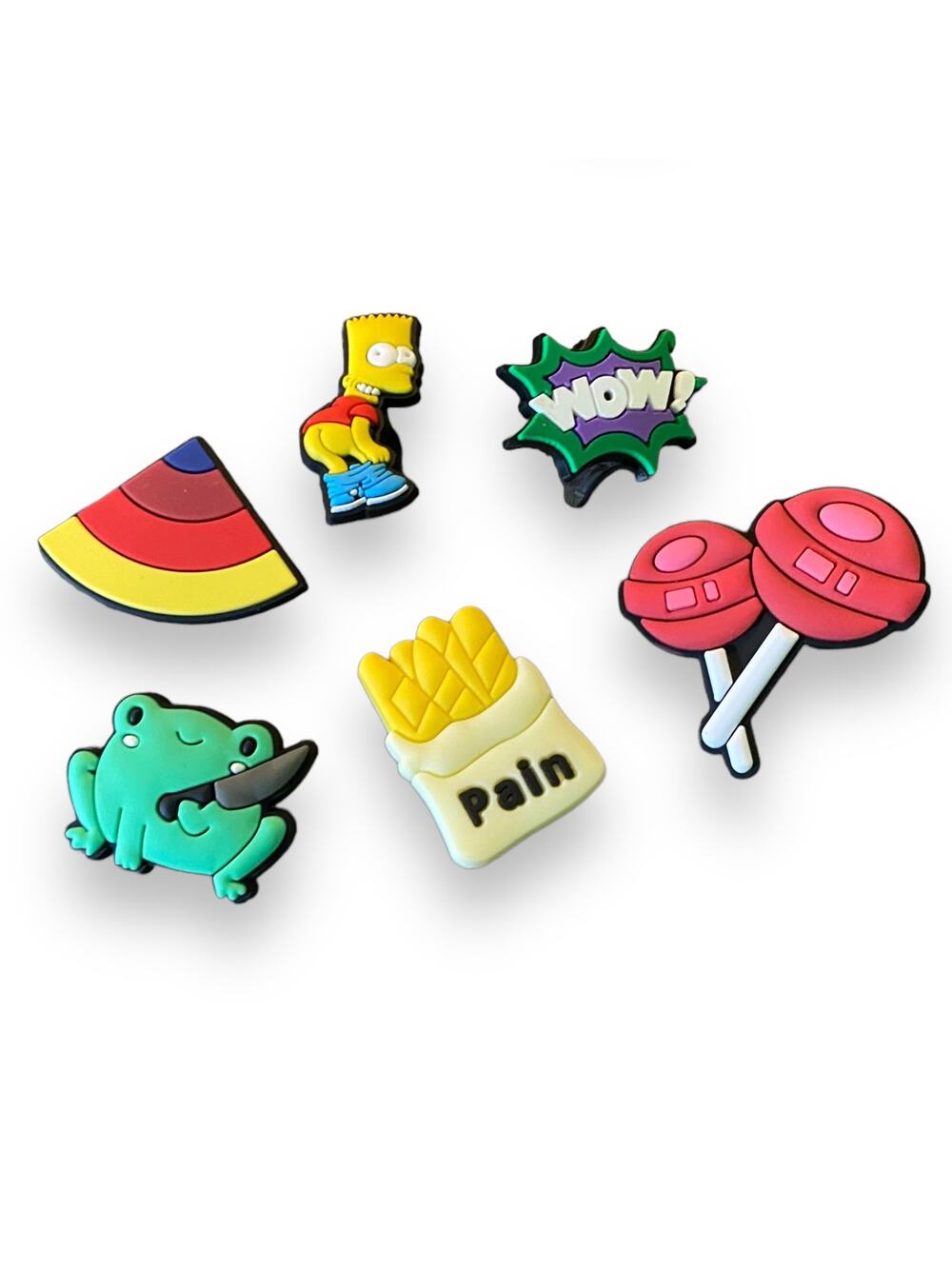 6 Shoe Charms Decorations Assorted WOW Fries Frog Lollipops